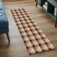 thumbnail image 4 of Brown Buffalo Plaid Washable Runner Rugs 2'x6', Geometric Check Abstract Line Gradient Low Pile Throw Entryway Rug Non-Slip Sturdy Edge Binding Carpet for Indoor Bedside Entrance Bedside, 4 of 9