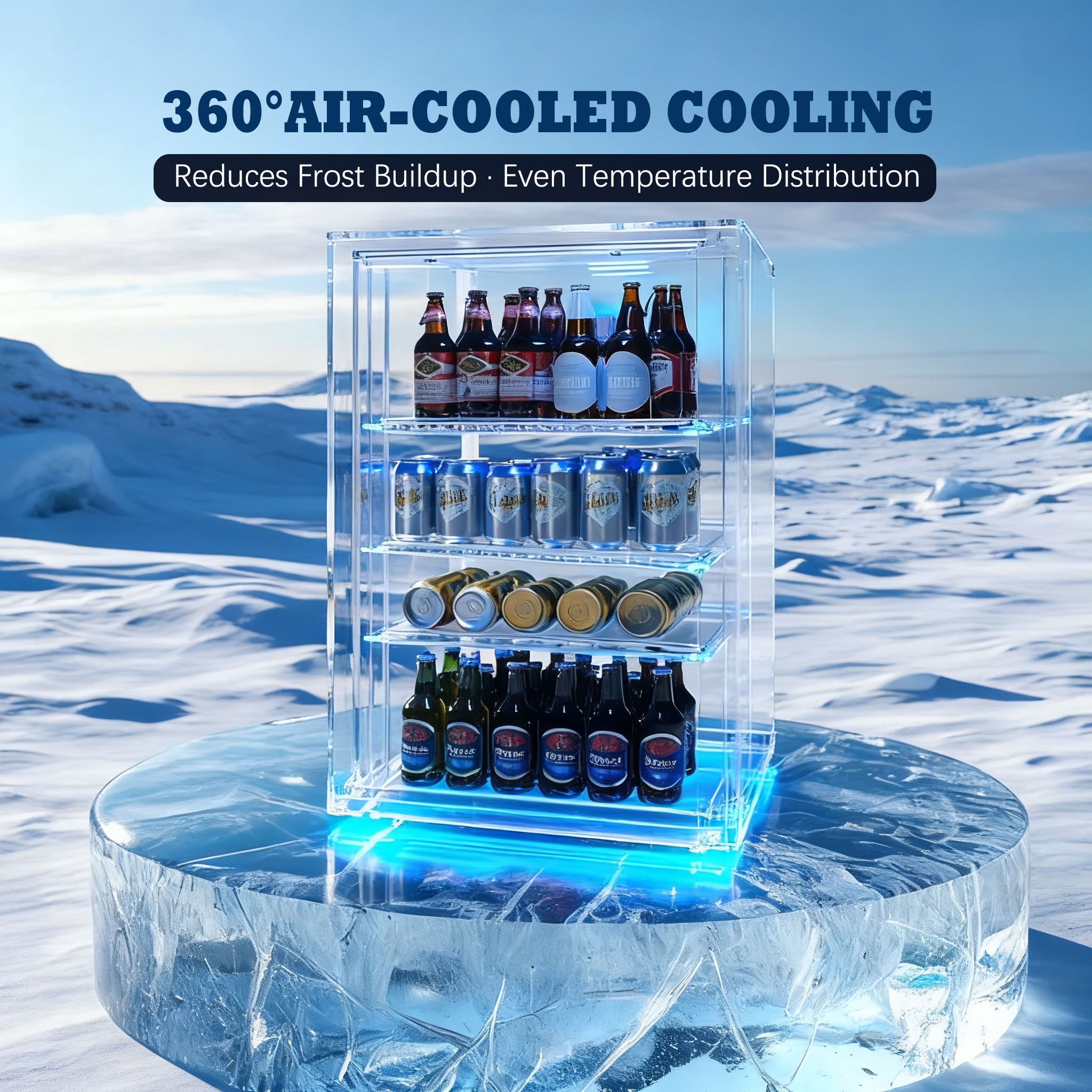JIEJIA 125 Can Mini Fridge and 3.6 Cu.ft Beverage Cooler Refrigerator with Glass Door for Home, Office