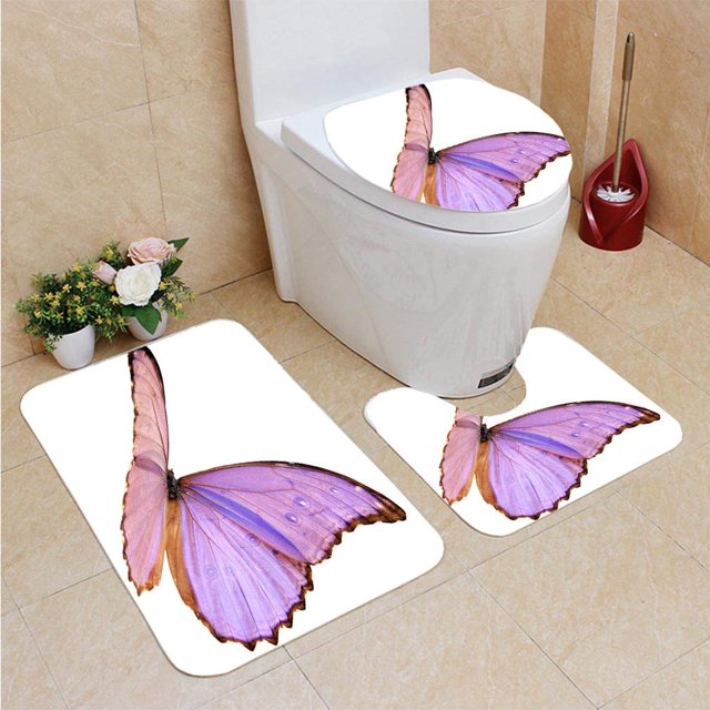 Juego de alfombras de baño de 3 piezas ABPHQTO Alas de mariposa maduras extendidas volando