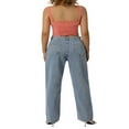 thumbnail image 4 of PENGXIANG Girls Long Jeans Solid Color High Waist Straight-leg Trousers, 4 of 7