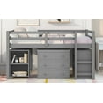 thumbnail image 4 of imerelez Low Study Full Loft Bed with Cabinet ,Shelves and Rolling Portable Desk ,Multiple Functions Bed- Gray, 4 of 9