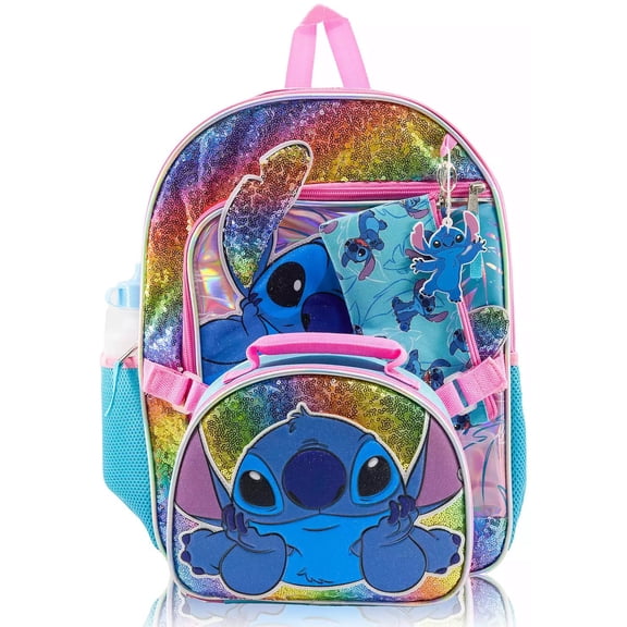 Lilo & Stitch Stitch Backpack Set (Backpack, Lunch Bag, Pencil Case, Water Bottle, & Keychain)