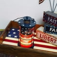 thumbnail image 3 of Decorative Candle Lantern Hanging Patriotic Decor, Rustic Metal Lantern Candle Holder American Flag Decorative Lantern Tabletop Lantern Indoor Outdoor Garden Patio July 4th Decoration 7.5" Tall (1), 3 of 7