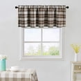 thumbnail image 3 of Brown Plaids Pattern Jacquard Curtain Valances, Modern Style Light Filtering Window Treatments for Farmhouse, Short Linen Textured Drapes for Living Room, 1 Panel, 52 x 18, 3 of 6