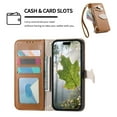 thumbnail image 5 of For Samsung Galaxy A56 5G Flip Wallet Phone Case,With Shoulder Strap&Wrist Strap,Flip Fold Kickstand,With Card Slots,Zipper Pocket,Leaf Magnetic Closure,Shockproof Anti-fall Phone Case,Brown, 5 of 13