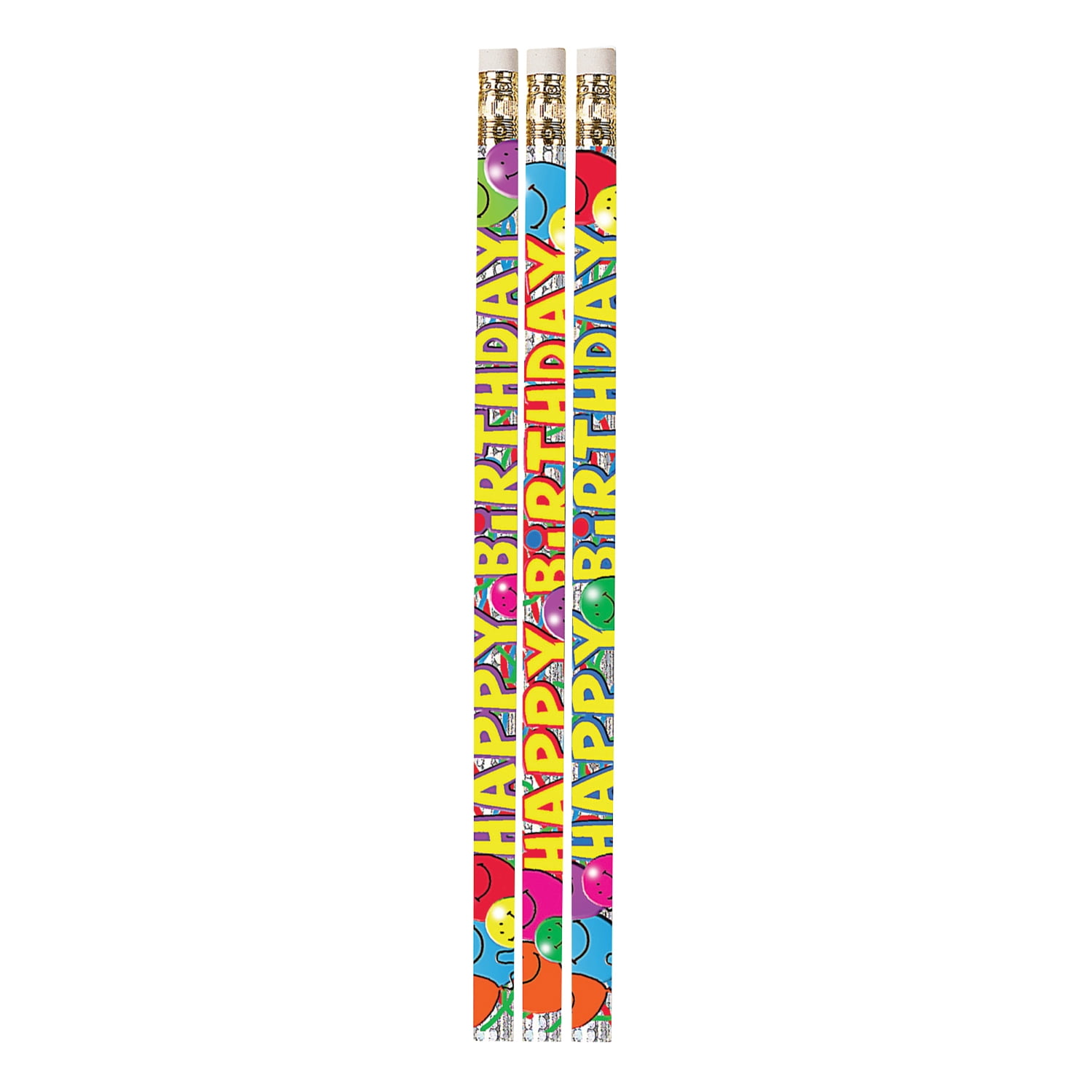 Musgrave Pencil Company Birthday Bash Motivational/Fun Pencils, 12 Per Pack, 12 Packs