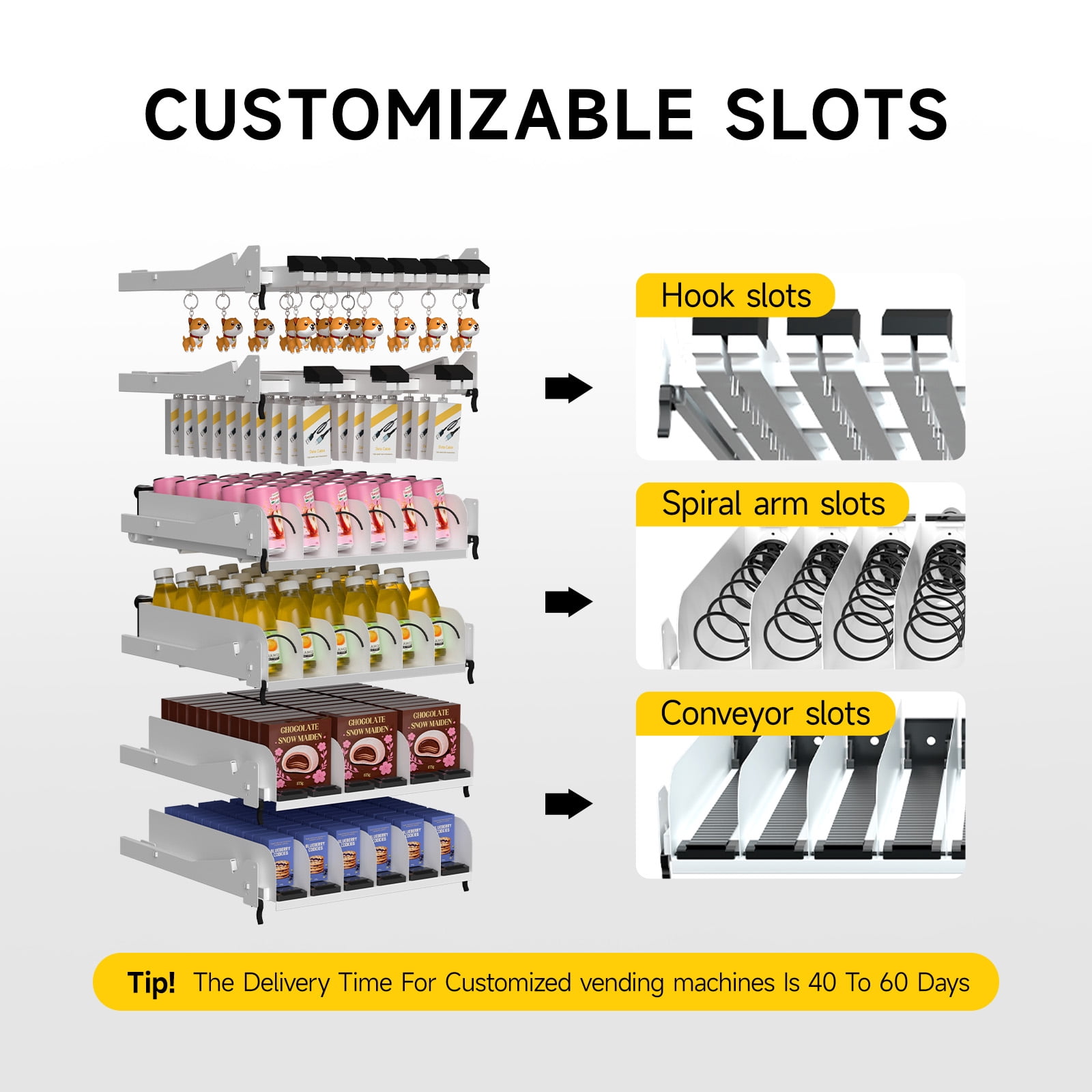 Vending Machine, 36 Slot Snack & Drink Combo, Remote App Monitoring, Dual Cash & Cashless Payment System with Bill, Coin & Card Reader, Unattended Business Vending for Office, Gym, Apartment & Hotel