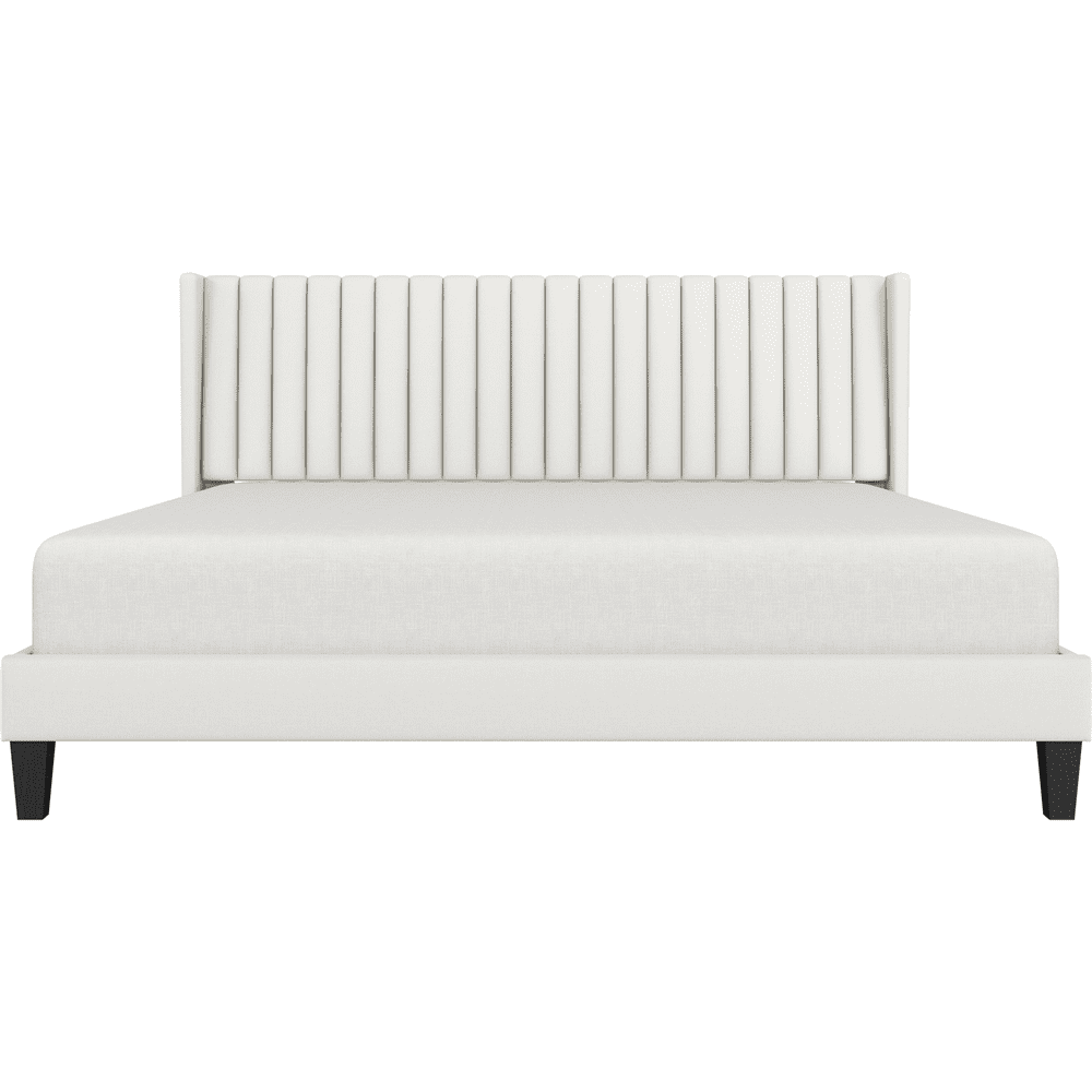 Renwick Wingback Upholstered Platform Bed Frame, King, Ivory