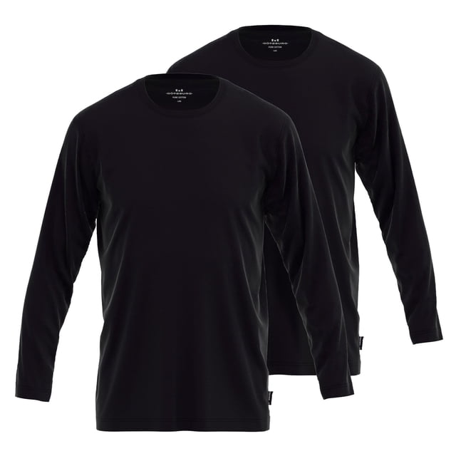 GÖTZBURG Camisa de manga larga para hombre, pack de 2 - algodón, manga larga, unicolor Negro L (Large)