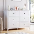 thumbnail image 1 of Bingirl Commode à 6 Tiroirs, Commode Moderne avec Tiroirs Profonds et Poignée Ronde en Nickel, Armoire de Rangement en Bois pour Chambre, Salon, Couloir, 1 of 8
