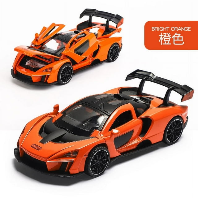 1:32 McLaren Senna Alloy Sports Car Diecast Metal Model Simulation Sound Light Pull Back Racing Toy Children Birthday Toy Gift orange