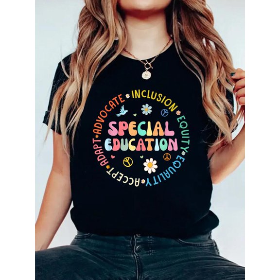 Special Education Back To School Teacher T-Shirt Graphic Tee summer Tops For Women Round Neck Fashion Cotton shirts