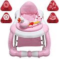 thumbnail image 2 of Andadera para Bebé Mecedora Diseño de Hongo Musical Bastón con Toldo Altura Ajustable Plegable Ruedas de Goma - Rosa, 2 of 8