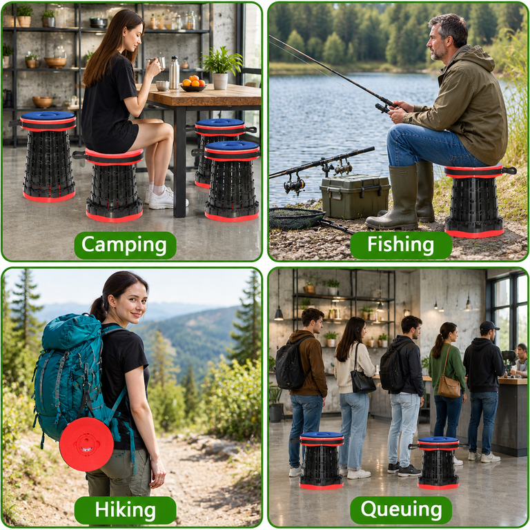 Red XXL Collapsible Camping Stool with Thick Cushion, 19.7"H ...