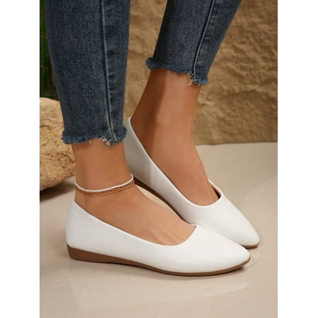 

Women‘s Solid Color Flat Shoes Comfy Slip On Soft Sole Shoes Casual All-Match Ballet Flats
