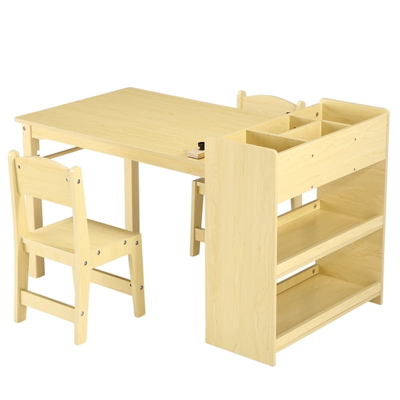 ChaoLink Mesa de Arte para Niños con 2 Sillas: Escritorio de Actividades de Madera para Juegos Artesanales para Niños Pequeños con Grandes Estantes de Almacenamiento, Ideal para Escribir y Dibujar, Adecuadoamarillo