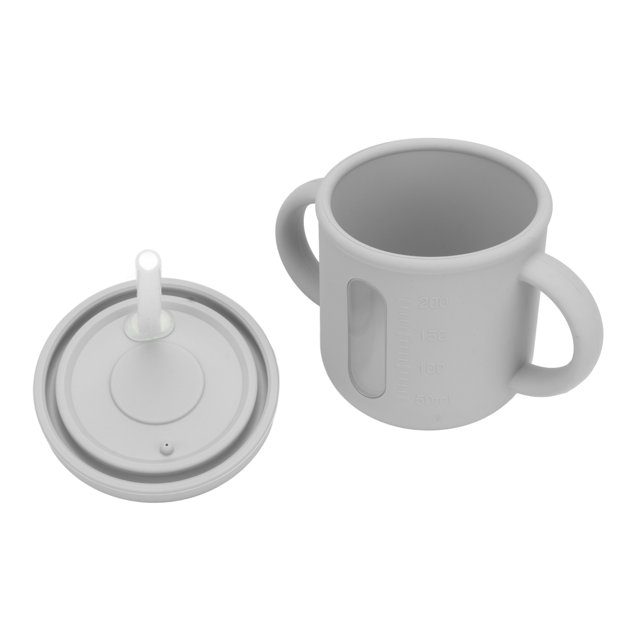 Taza para Sorber de Silicona, Asas Dobles Taza para Sorber A Prueba de Derrames Taza Con Pajita para Bebés Taza de Abrenamiento Para Niños Pequeños A Prueba de Fugas para