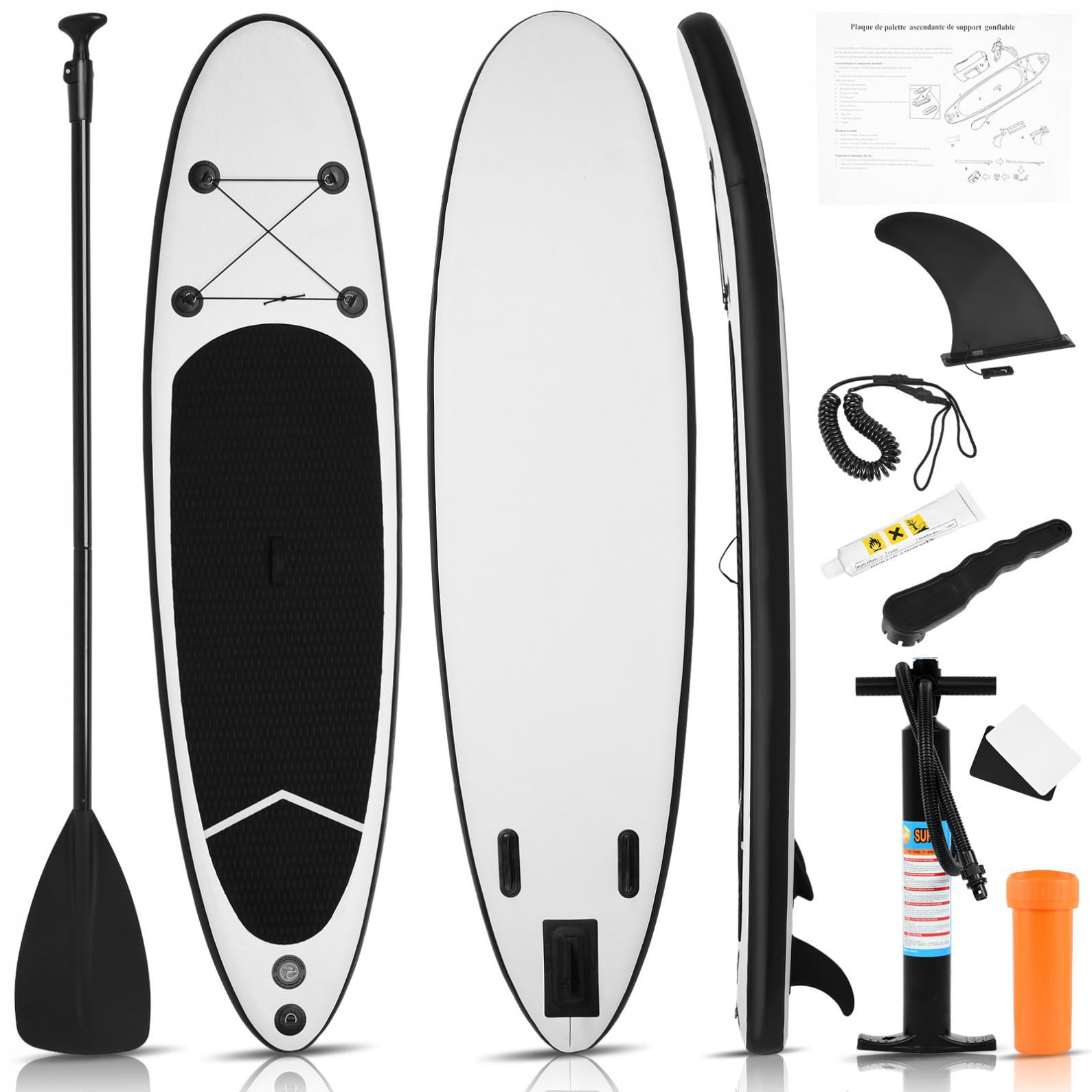 Details about   New 10' Yoga Inflatable Stand Up Paddle Board W/Carry Bag Adjustable Paddle 