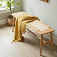 thumbnail image 2 of Tcbosik 31.5" Solid Oak Wood Entryway Bench with Handwoven Cane Seat – Natural Finish, Stylish and Comfortable Dining Seating for Home, Kitchen, Living Room, Windows, 2 of 8