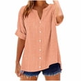 thumbnail image 1 of Camisetas Casuales de Manga Corta con Cuello en V Impreso Botón de Verano Suelto Y de Moda, 1 of 5