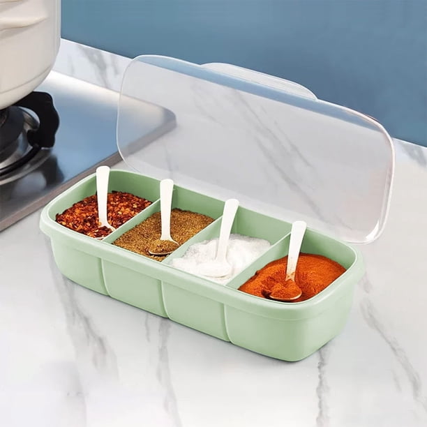 Flip Plastic Seasoning Box Jar Bottle Seasoning Box Set Household Combination Set Jar With Spoon Kitchen Supplies