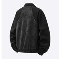 thumbnail image 5 of Ceisia Men Patchwork Suede Corduroy Collar Jacket Full Zip Long Sleeve Retro Casual Outerwear Black S Gift, 5 of 9