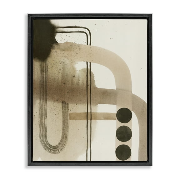 Stupell Industries Beige Retro Arches Abstract Painting Black Floater Framed Canvas Art Print Wall Art, 17 x 21