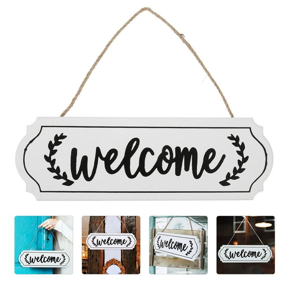 FUTUREORYY Rustic Welcome Sign 1Set Front Door Decoration White Rectangular Wood Greeting For Friends