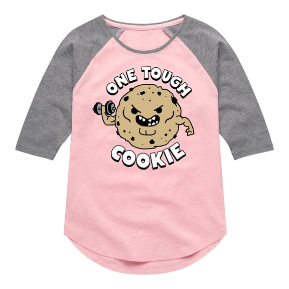 Instant Message - One Tough Cookie - Strong - Toddler & Youth Girls Raglan Graphic T-Shirt
