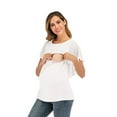 thumbnail image 5 of ZTTD Womens Maternity Irregular Soild Hem Tee Shirt Casual Short Sleeve Crew Neck Basic Nursed T Shirt Top Breastfeeding Blouse, 5 of 7
