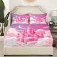 thumbnail image 3 of Erosebridal Girly Pink Castle Full Sheet Sets, Fairy Tale Bedding Full Size, Princess Style Decor 4pcs, 3 of 7