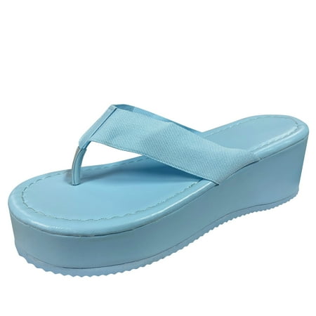 

Sandals Women Solid Color Fabric Flip Flops Comfortable Platform Wedge Shoes