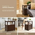 thumbnail image 3 of HomGarden 2 Drawers Wood End Table Narrow Sofa Side Table W/Storage for Living Room Bedroom, Brown, 3 of 8