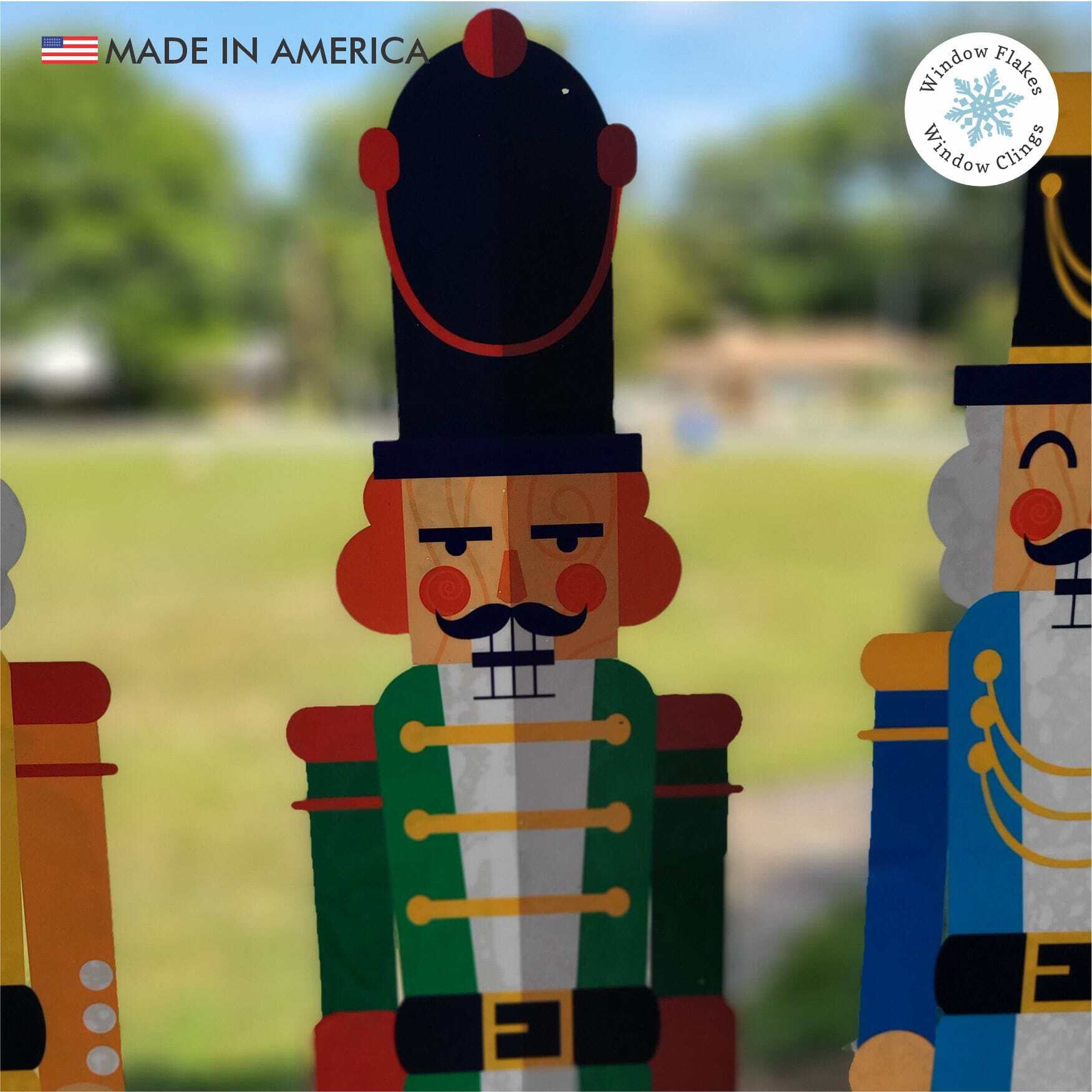 22.5" / XL - Set of 5 Christmas Nutcracker Window Cling Decals Vinyl Holiday Decorations. Home Decor. Made In America.