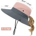 thumbnail image 4 of Kids Sun Hat with Ponytail Hole UV Protection Wide Brim Summer Beach Bucket Cap Fishing Hat for Girls, 4 of 7