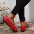 thumbnail image 4 of Dweltoz Women's Leather Loafers Business Casual Comfortable Boat Shoes Lightweight Slip-Ons Classic Dress Shoes,Red 41, 4 of 9