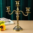 thumbnail image 1 of Candelabro de metal de bronce para bodas, bodas, cenas románticas a la luz de las velas, candelabro vintage para decoración de mesa del hogar, 1 of 1