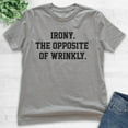 thumbnail image 2 of Kids Irony The Opposite Of Wrinkly Shirt, Youth Kids Boy Girl T-Shirt, Irony Shirt, Ironic Shirt, Pun Shirt, Dark Heather Gray, Large, 2 of 4