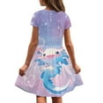 thumbnail image 5 of Uourmeti Axolotl Dresses for Girls 5-6 Summer Crewneck Short Sleeve Swing Dress Lightweight Soft Wedding Party Dresses with Pockets, 5 of 6