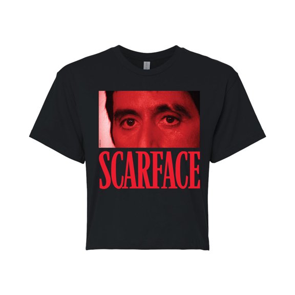 Scarface - Logo Tony Eyes  - Juniors Cropped Short Sleeve Graphic T-Shirt