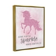 thumbnail image 3 of Stupell Industries Leave A Little Sparkle Phrase Pink Shimmer Unicorn Metallic Gold Framed Floating Canvas Wall Art, 16x20, by Natalie Carpentieri, 3 of 5