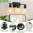 thumbnail image 3 of 3 Light Bathroom Light Fixtures, Matte Black Modern Vanity Lights with Clear Glass Shade, Bathroom Wall Lamp for Mirror Kitchen Living Room Hallway Cabinet Porch, 3 of 14