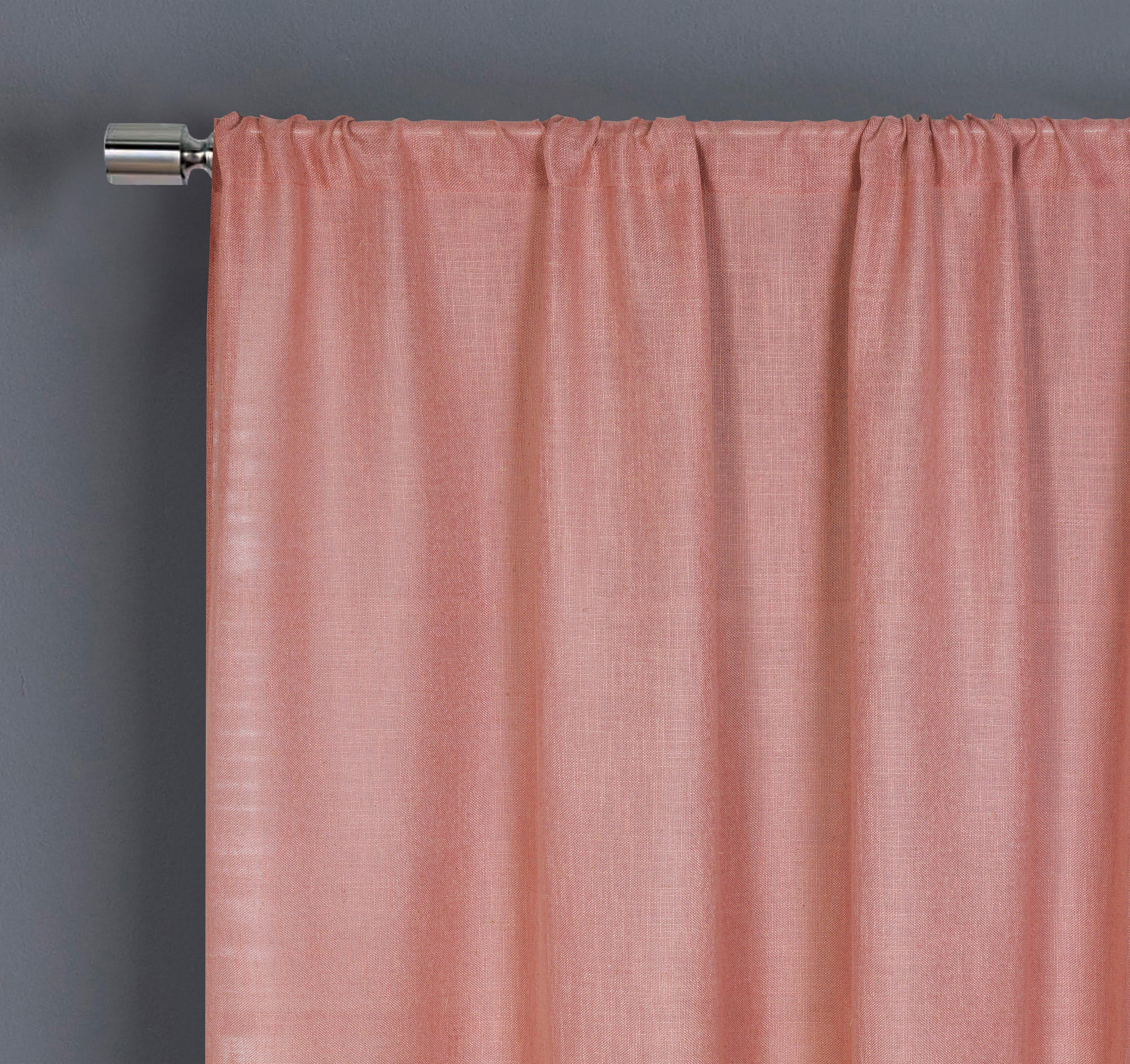 Better Homes & Gardens Linen Blend Light Filtering Rod Pocket Curtain Panel, Single Panel, Old Rose, 50 in W x 63 in L