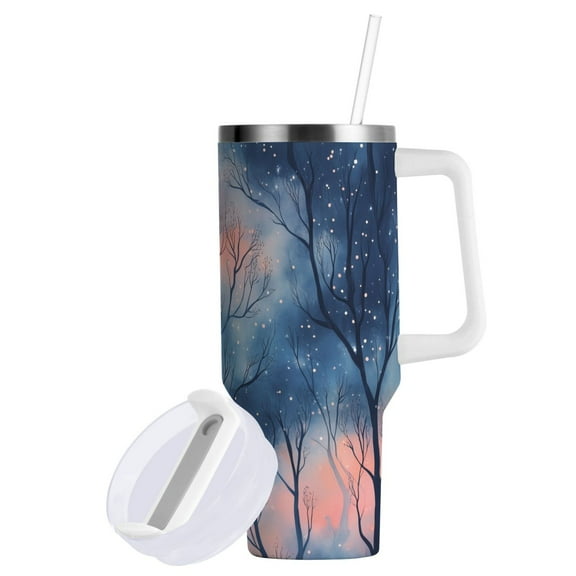 Yayeee 40oz Double-Wall Insulated Stainless Steel Tumbler with Handle Bottle, Trees in The Night