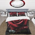 thumbnail image 2 of Designart "Red Black Rose gracefulness I" Floral Bedding Covert Set - Rose Red Traditional Bed Set With 1 Sham, 2 of 6