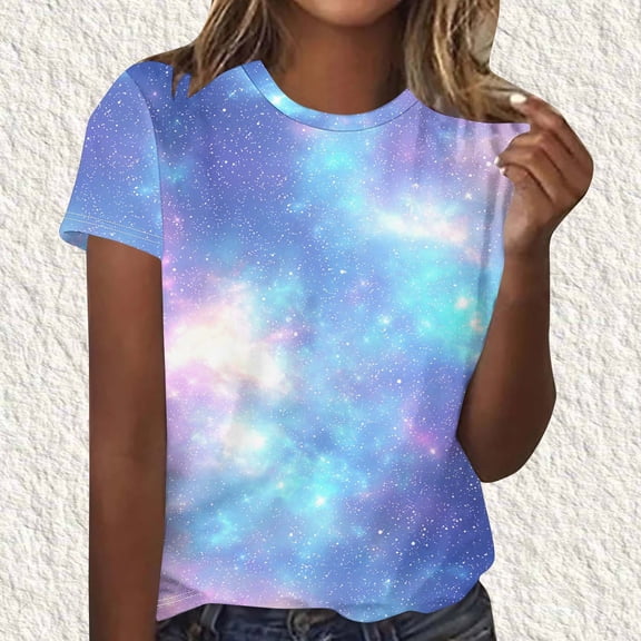 Lumosvexa Summer Womens Graphic T-Shirt for Women Casual Short Sleeved Shirt Tops Fashionable Crew Neck T Shirt Pink Size S