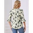 thumbnail image 4 of DARING DIVA Women's Floral Casual Square Neck Ruffle 3/4 Sleeve Blouse XL Beige, 4 of 6
