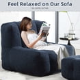 thumbnail image 2 of GOMAFO Bean Bag Chair with Footstool, Navy Lazy Sofa Chair for Adult, Comfy Couch for Living Room, Bedroom, Apartment, 2 of 11