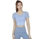 thumbnail image 2 of Top deportivo ajustado de manga corta para mujer, de malla transpirable y fina con almohadilla para el pecho, para correr, hacer ejercicio y yoga, 2 of 5