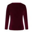 thumbnail image 3 of JIANJIA Blouses For Women Dressy Casual Velvet Solid Color Crew Neck Long Sleeve Soft Tunic Pullover Loose Autumn Winter Tops Activewear, 3 of 5